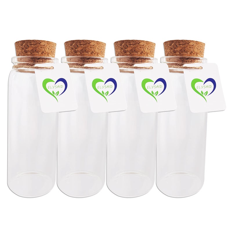 ELYSAID 4pcs of 150 ml Empty Clear Glass Bottles Vials With Cork Stopper Storage Jars 47x120mm Bottle 5.3oz - Image 1